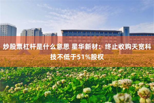 炒股票杠杆是什么意思 星华新材：终止收购天宽科技不低于51%股权