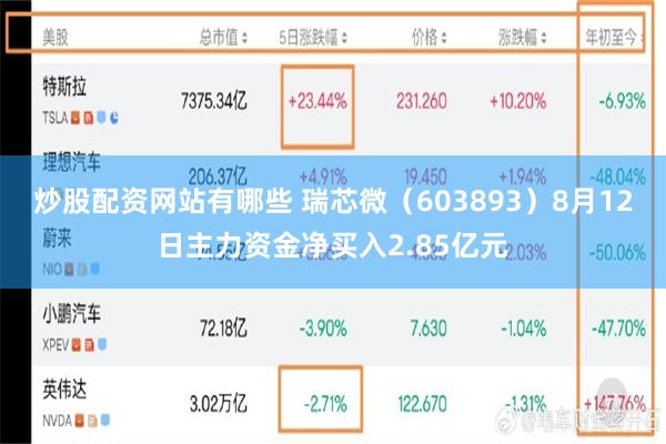炒股配资网站有哪些 瑞芯微(603893)8月12日主力资金净买入2.85亿元