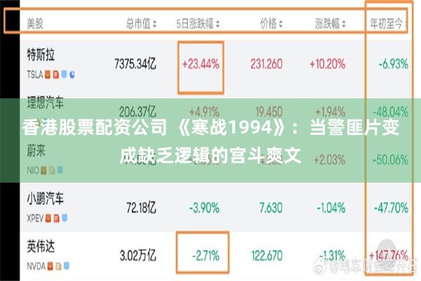 香港股票配资公司 《寒战1994》：当警匪片变成缺乏逻辑的宫斗爽文