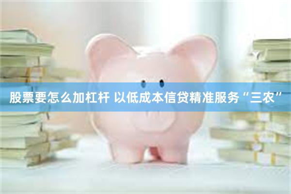 股票要怎么加杠杆 以低成本信贷精准服务“三农”