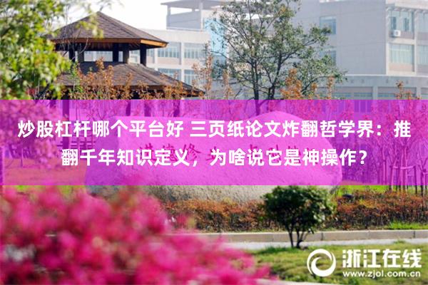 炒股杠杆哪个平台好 三页纸论文炸翻哲学界：推翻千年知识定义，为啥说它是神操作？