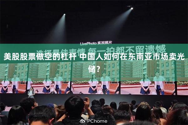 美股股票做空的杠杆 中国人如何在东南亚市场卖光储？
