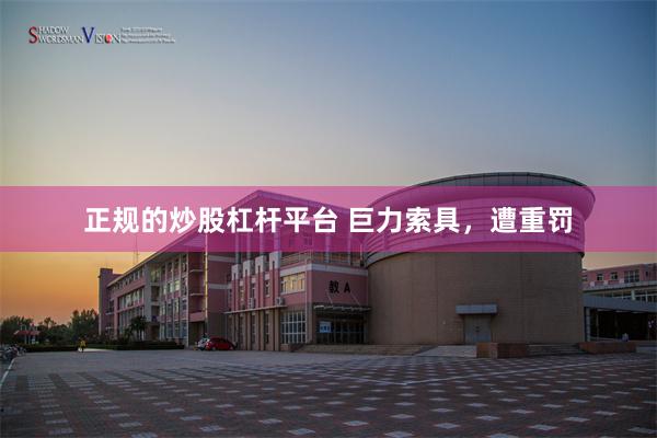 正规的炒股杠杆平台 巨力索具，遭重罚