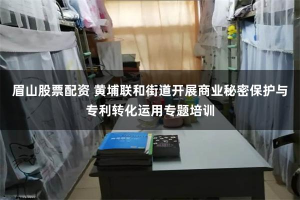眉山股票配资 黄埔联和街道开展商业秘密保护与专利转化运用专题培训