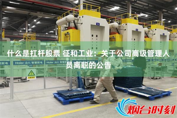 什么是扛杆股票 征和工业：关于公司高级管理人员离职的公告